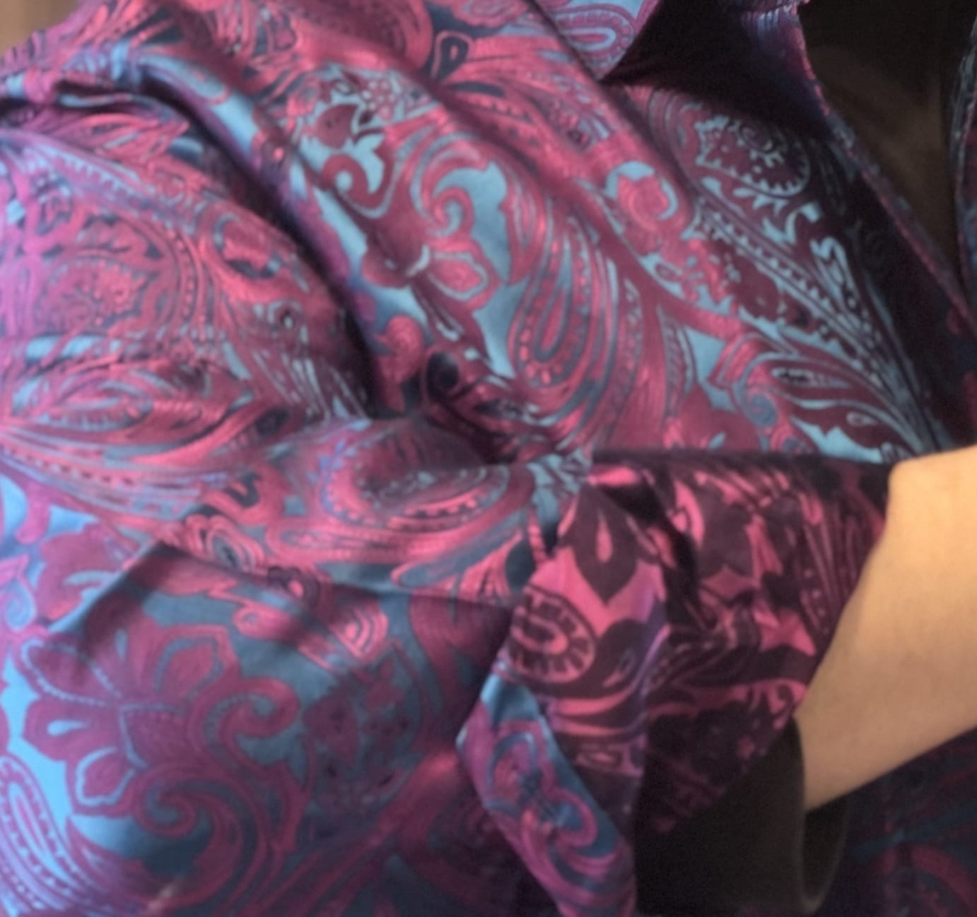 Customer photo review of Barry.wang Blue Purple Floral Shirt