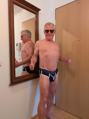 Customer photo review of Zipper Belt Printed Cotton Pouch Briefs