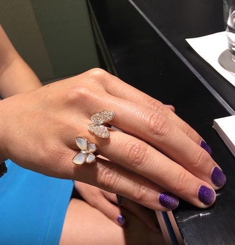 Customer photo review of TWIN BUTTERFLY DIAMOND MOP RING