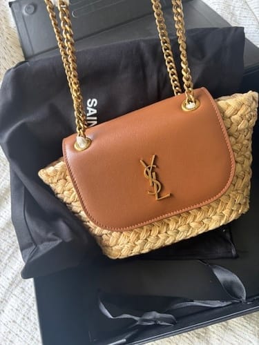 Customer photo review of YSL SMALL 23CM MANON BEIGE RAFFIA TAN CALFSKIN