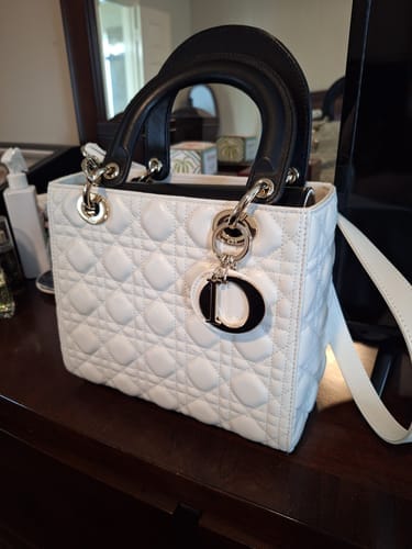 Customer photo review of Lady Bag 20cm White Black Lambskin
