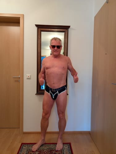 Customer photo review of Zipper Belt Printed Cotton Pouch Briefs