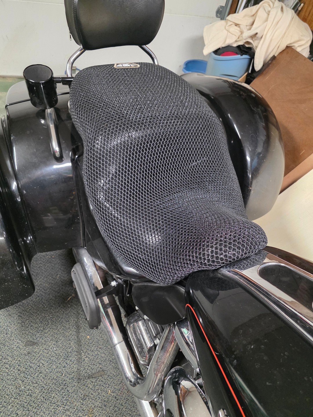 Wind Rider mesh seat cover on a Harley Davidson Freewheeler