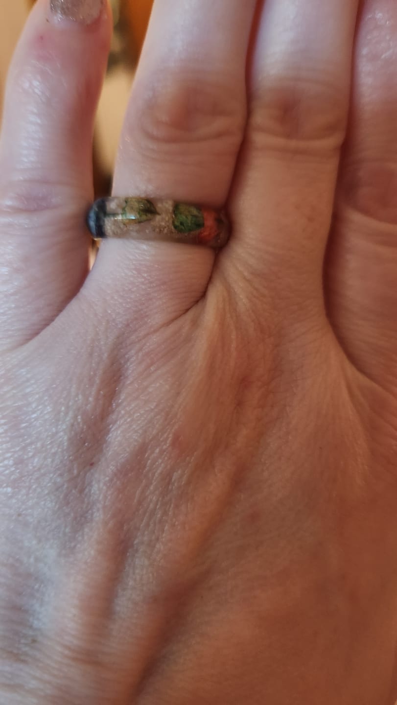 Customer photo review of Wildflower Ring with Cremation Ash