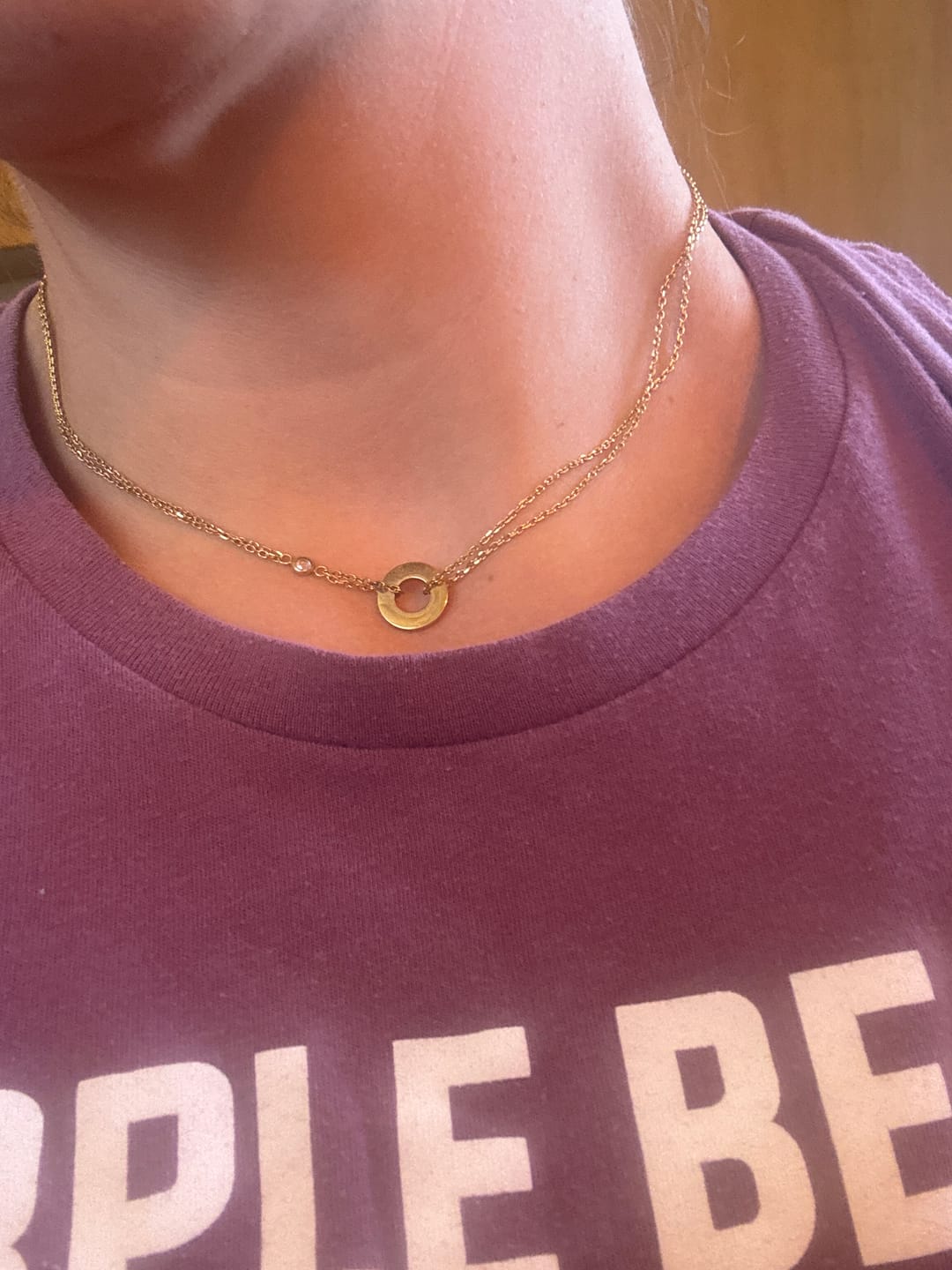 Customer photo review of Halo Disc Pendant With Stone
