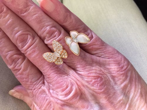 Customer photo review of TWIN BUTTERFLY DIAMOND MOP RING