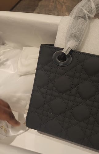 Customer photo review of SMALL LADY 20 MY ABC ALL BLACK LAMBSKIN