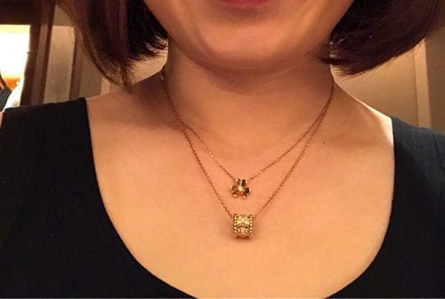 Customer photo review of PERLEE PEDANT PINK GOLD NECKLACE