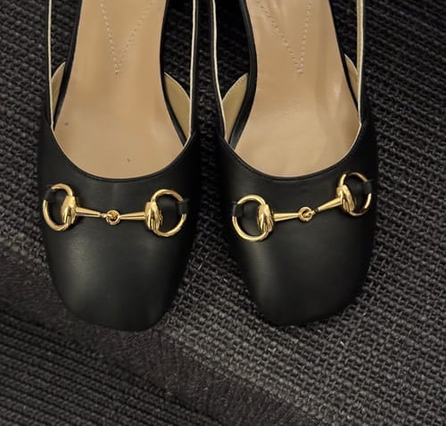 Customer photo review of horsebit slingbacks pump 55mm black calfskin