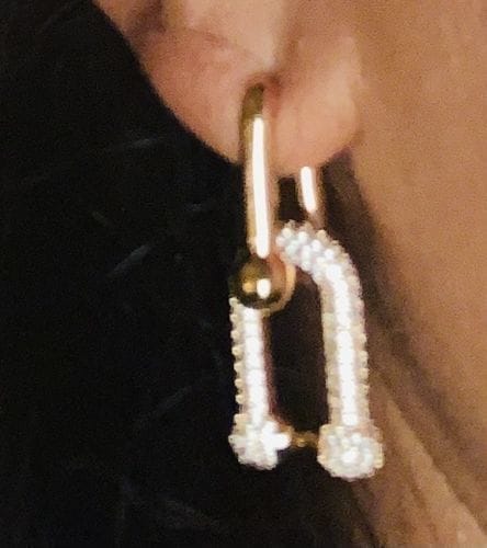 Customer photo review of HARDWARE DROP EARRINGS DOUBLE LINK DIAMOND