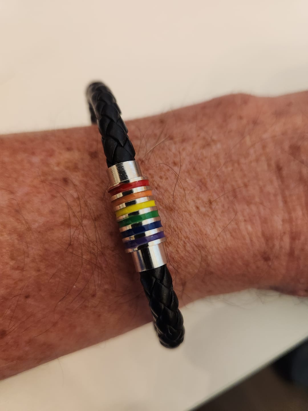 Customer photo review of Rainbow Leather Bracelet