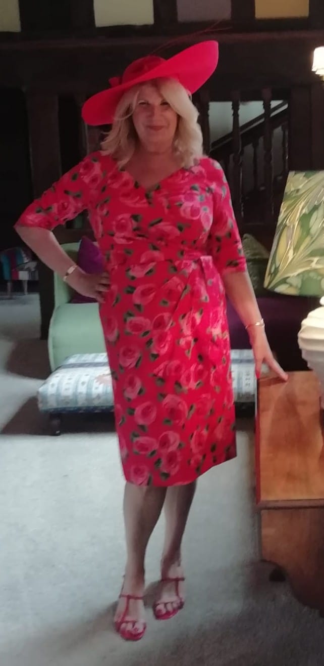 Customer photo review of 3/4 Sleeve 'Confident' - Tahitian Red Rose Stretch Cotton (Size 16 & 20 to be sent out wc 7th July)