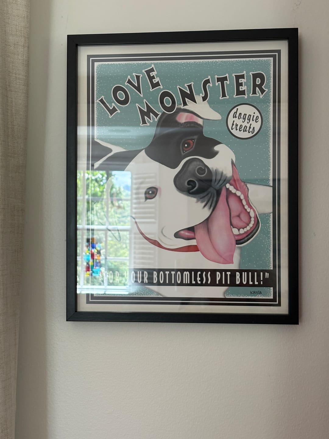 Customer photo review of Pitbull Terrier Art "Love Monster Treats" Art Print by Krista Brooks