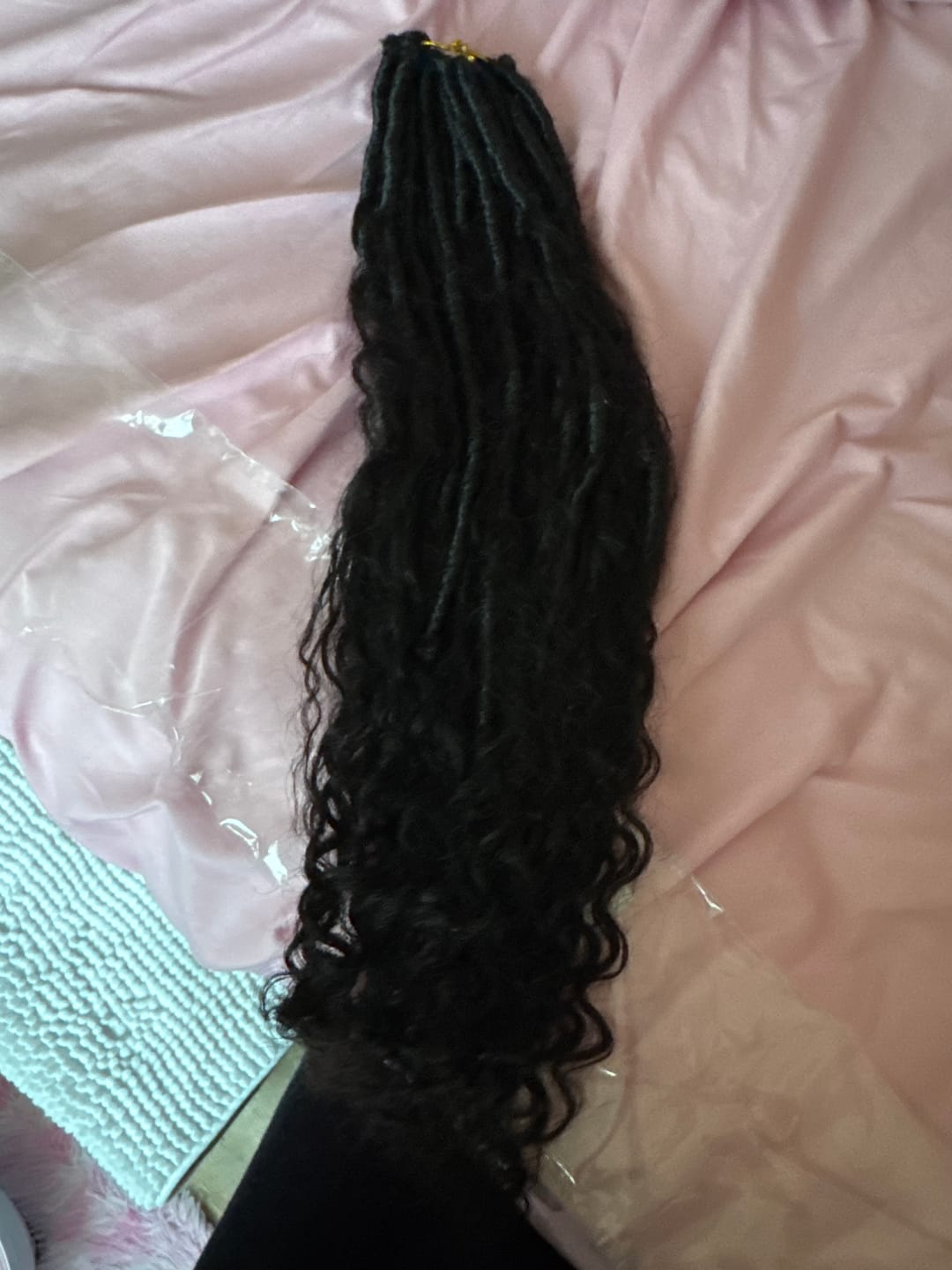 Customer photo review of Pre-looped Crochet Boho Locs with Human Hair Curls