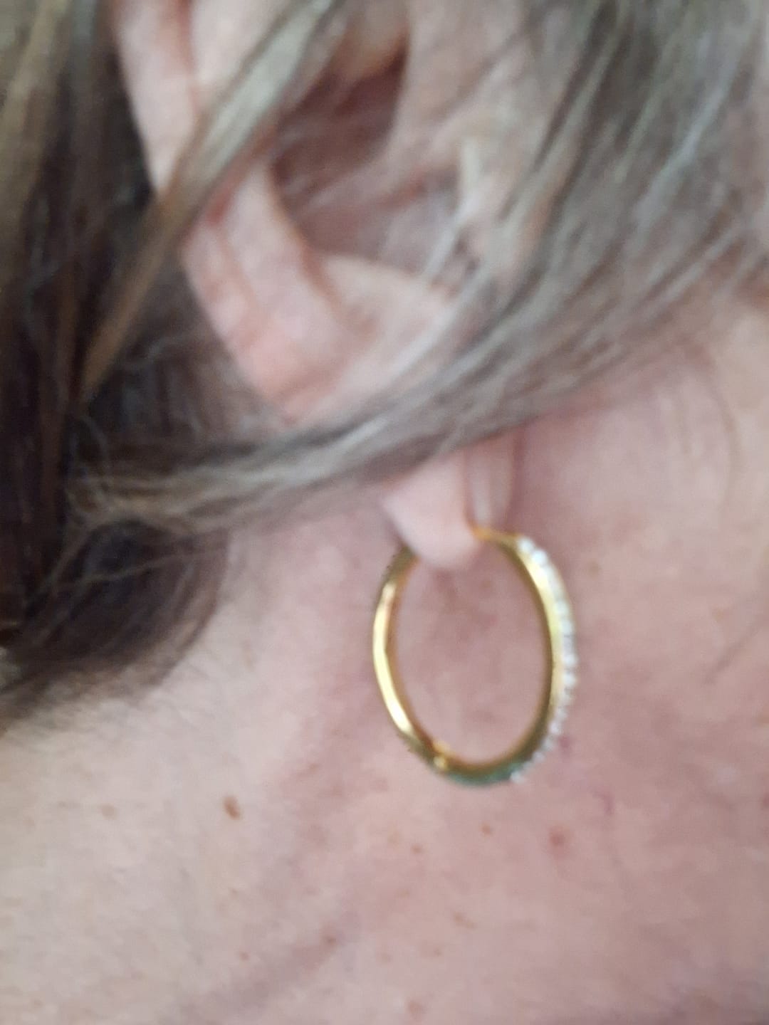 Customer photo review of Bianca 18k White Gold Plated 25mm Silver Hoop Earrings with Swarovski Crystals