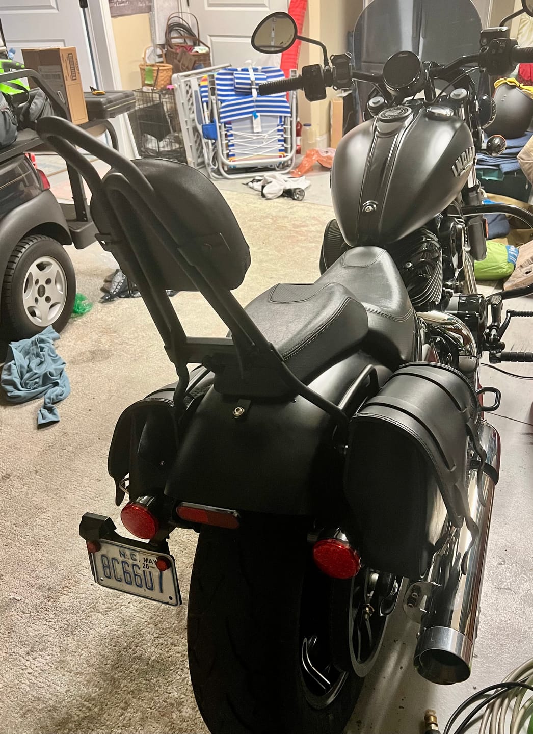 Customer photo review of Viking Iron Born Plain Leather Short Motorcycle Backrest Pad for Indian Foldable Sissy Bar