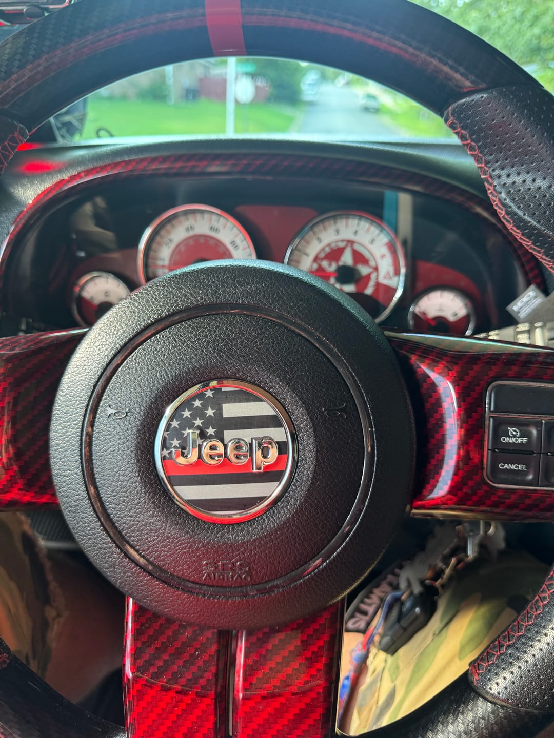 Customer photo review of First Responder Flag Steering Wheel Decal for Jeep