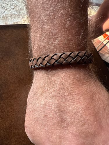 Customer photo review of 12mm Brown Leather Bracelet