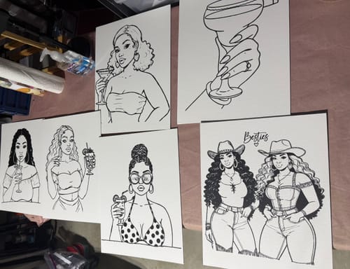 Customer photo review of (Sketch Art) Woman,Cigar - Screen Print Transfer