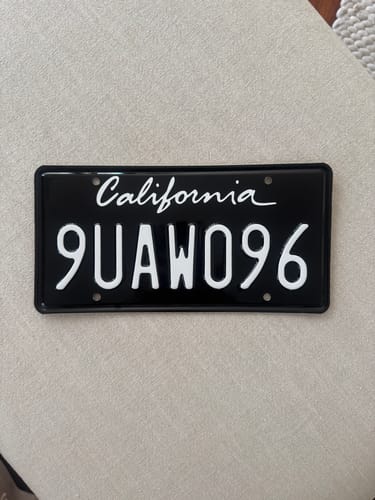 Customer photo review of 1994-2011 CALIFORNIA LICENSE PLATE - BLACK WITH WHITE TEXT 6"x12" (156.5mm x 305mm)