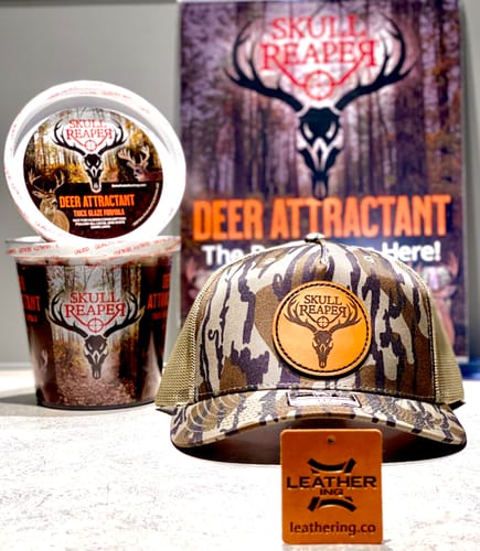 Customer photo review of Custom Leather Patch Hats Richardson CAMO Laser Engraved