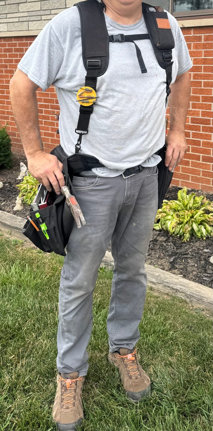 Customer photo review of Perkins Builder Brothers Tool Belt Hammer Holder, Black