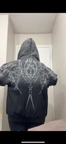 Customer photo review of Nocturnal Oversized Zip-up Hoodie [SMOKE]