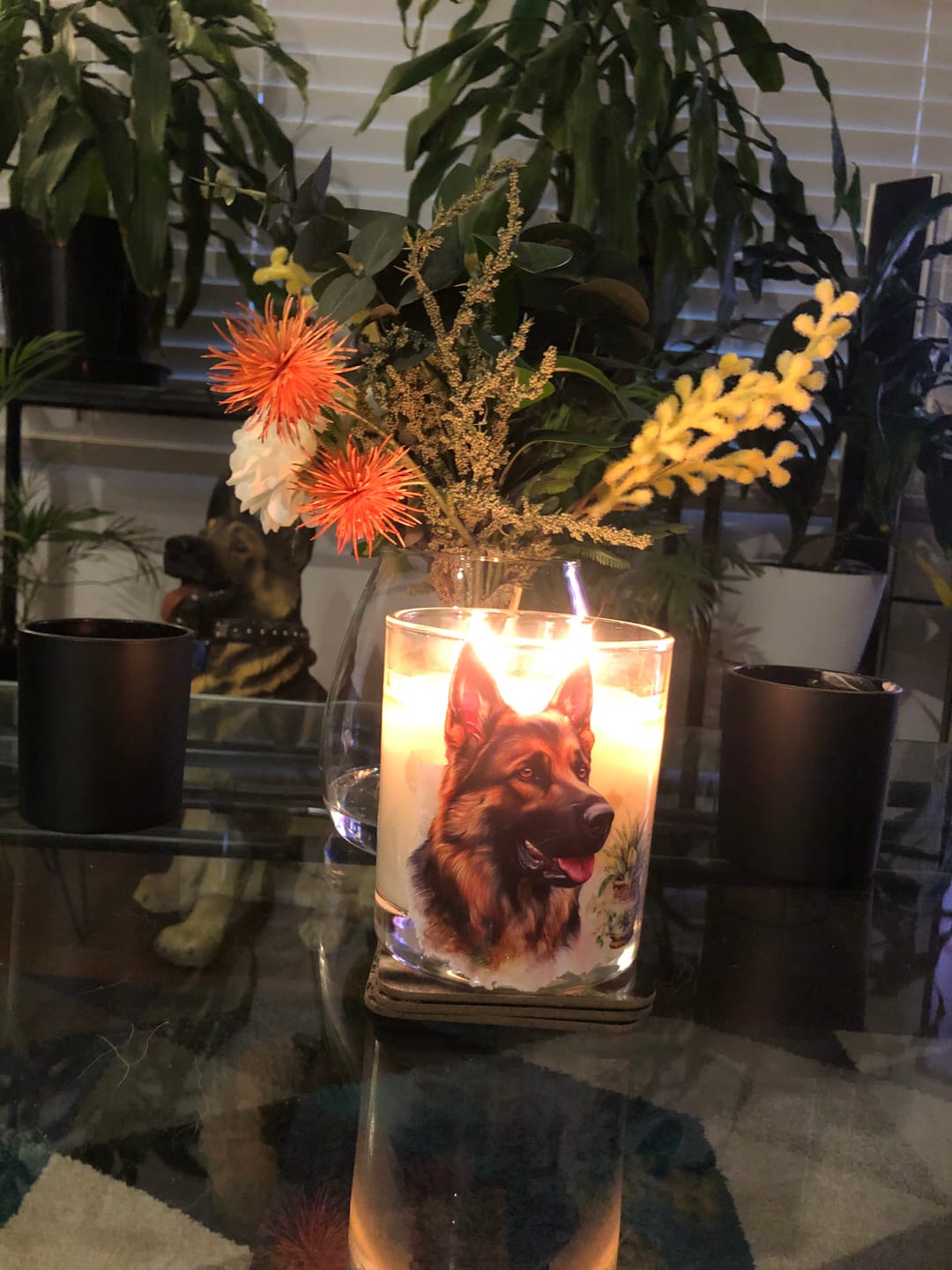 Customer photo review of German Shepherd Side Portrait Xlarge Candle