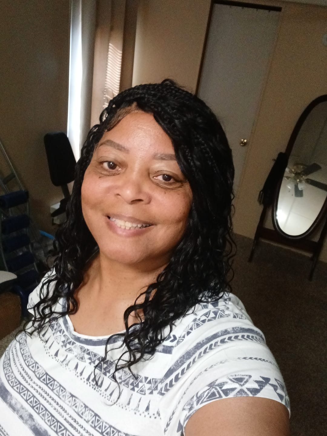 Customer photo review of Kiki - 16" Pre Bleached Swiss HD Lace Human Hair Curls Full Lace Knotless Boho Box Braided Wig