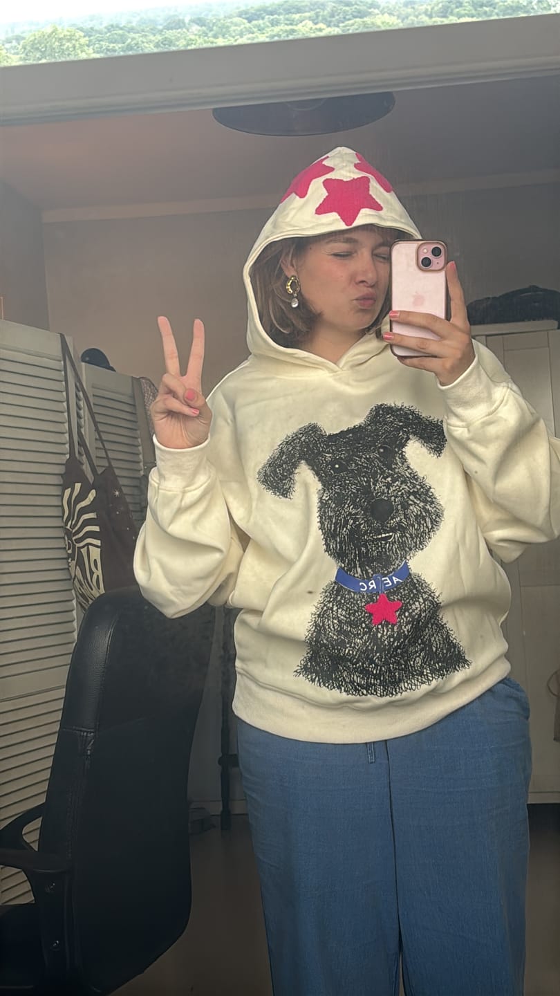 Customer photo review of Aelfric Eden Oversized Graffiti Dog Graphic Hoodie