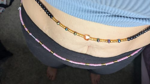 Customer photo review of *Rare Find* Royal Noir African Waist beads