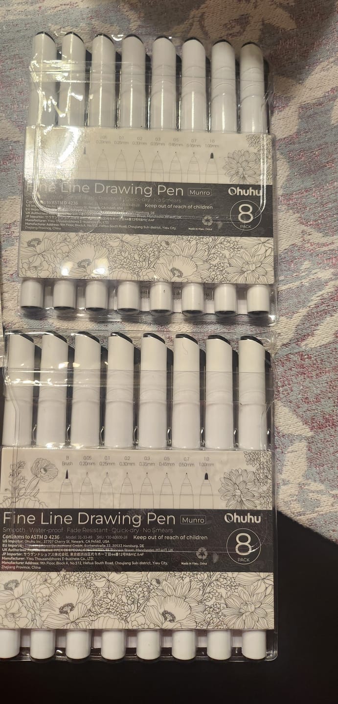 Customer photo review of Ohuhu - Set 8 Tiralíneas Fine Line Drawing Pen