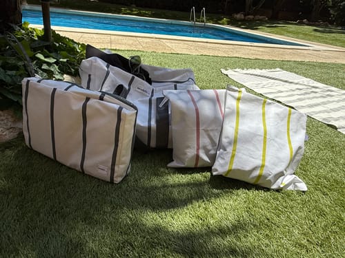 Customer photo review of Bolsa MyBigBag Blanca Raya Gris