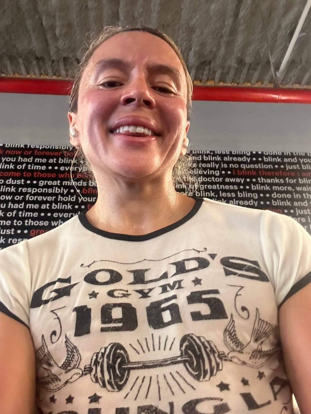 Customer photo review of W471 Gold's Gym Ringer Baby Tee