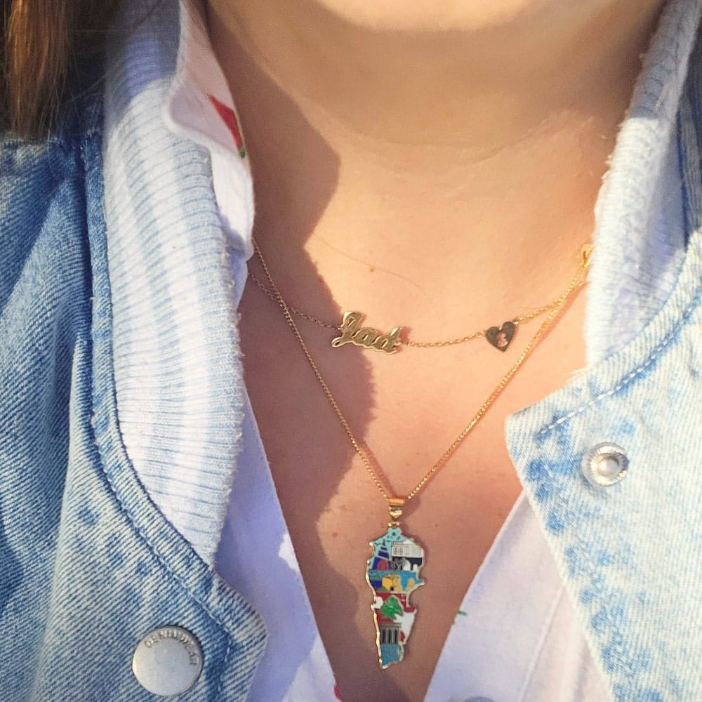 Customer photo review of Lebanon Enamel necklace