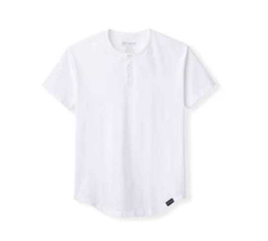 Customer photo review of 021 ESSENTIAL DROP-CUT HENLEY - WHITE