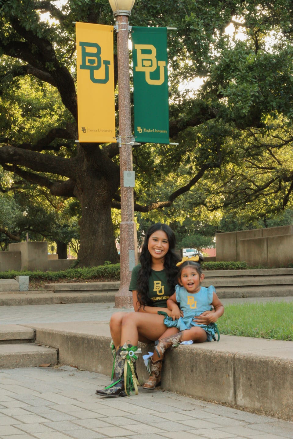 Customer photo review of Baylor Embroidered Hunter Green Ruffle Bubble