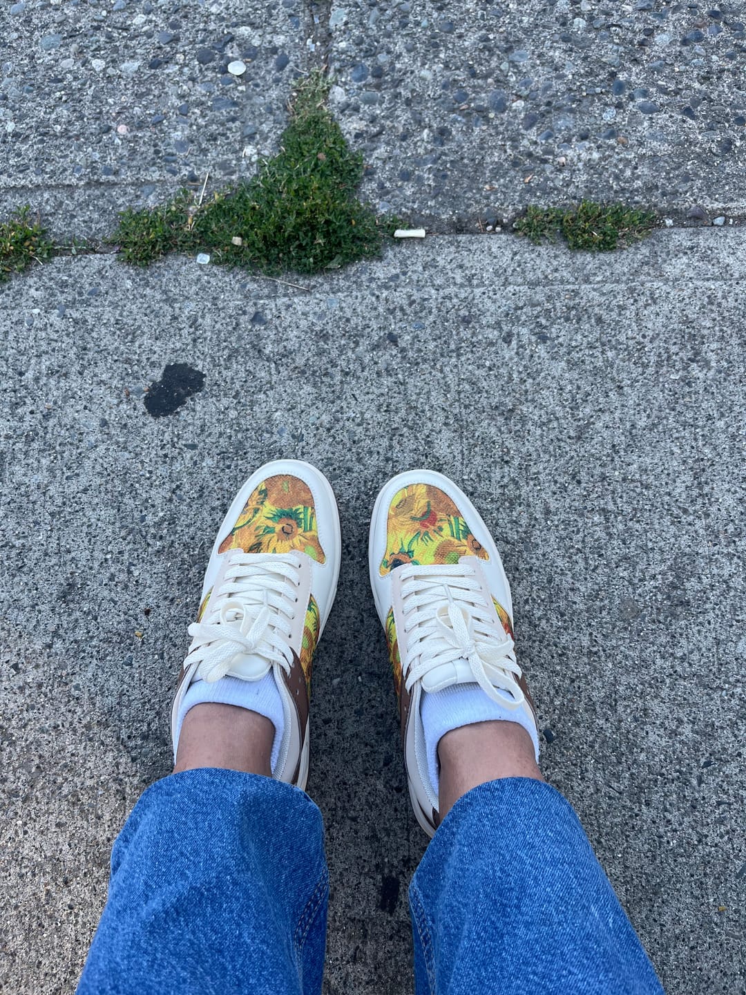 Customer photo review of Van Gogh Sunflowers inspired sneakers