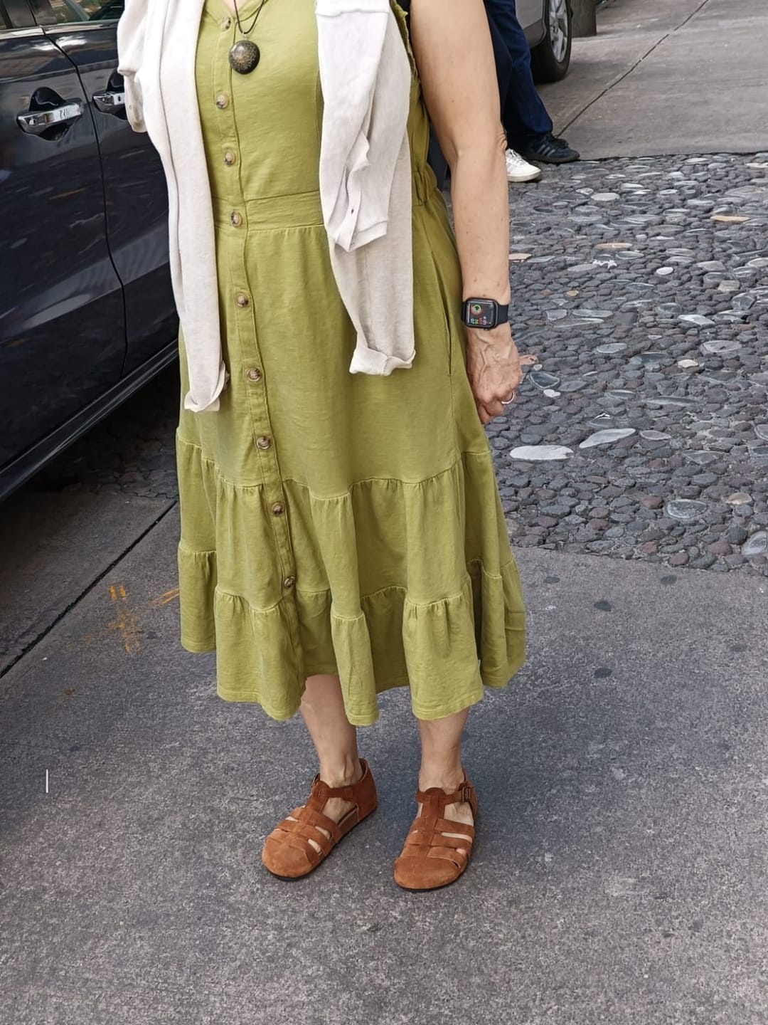Customer photo review of Women Summer Casual Leather Spliced Flat Sandals