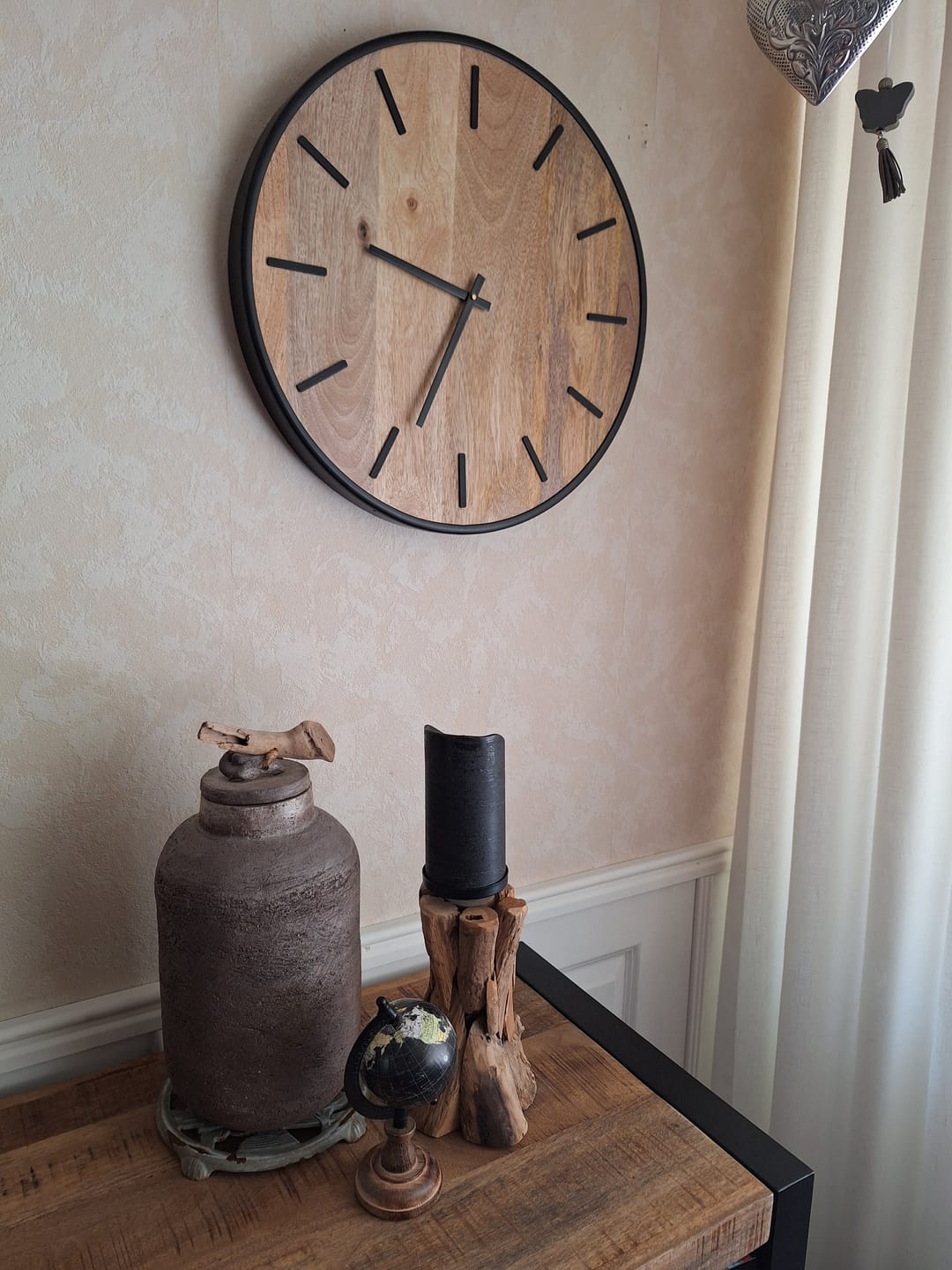 Customer photo review of Klok Wandklok industrieel | Mangohout Staal | ø 50cm / ø 41cm