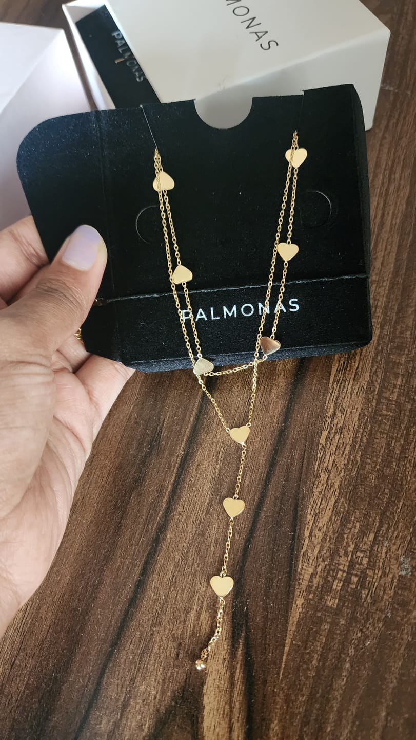 Customer photo review of Two-Layered Heart Charm Necklace