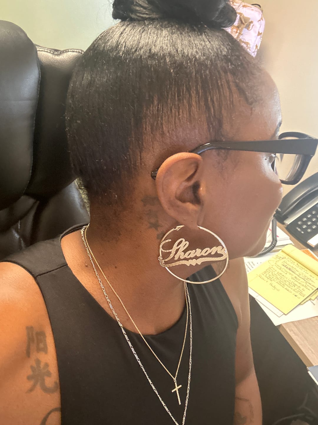 Customer photo review of Classic Heart Name Hoop Earrings