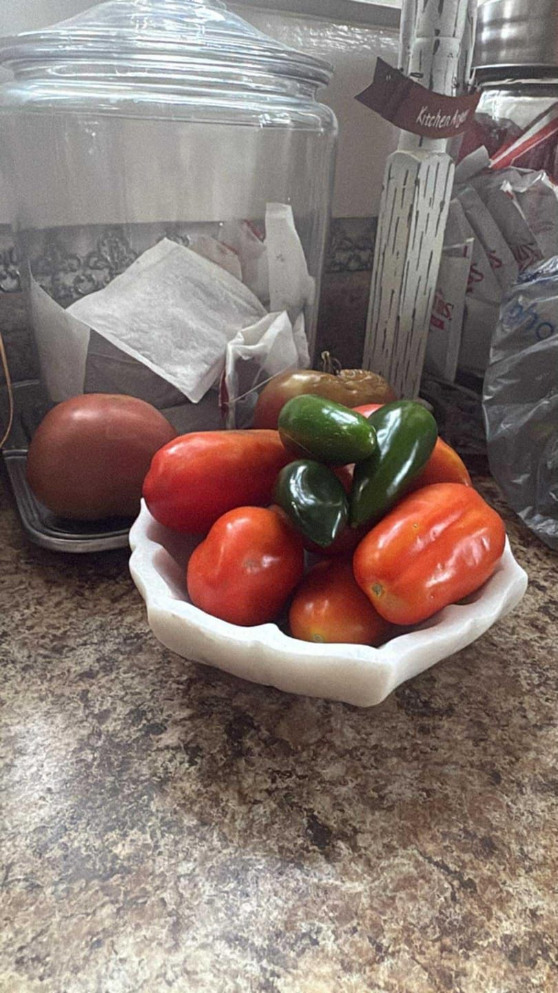 Customer photo review of White Floral Fruit Bowl