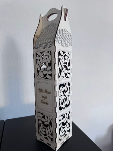 Customer photo review of Laser cut wine bottle gift box 6 bundle svg file