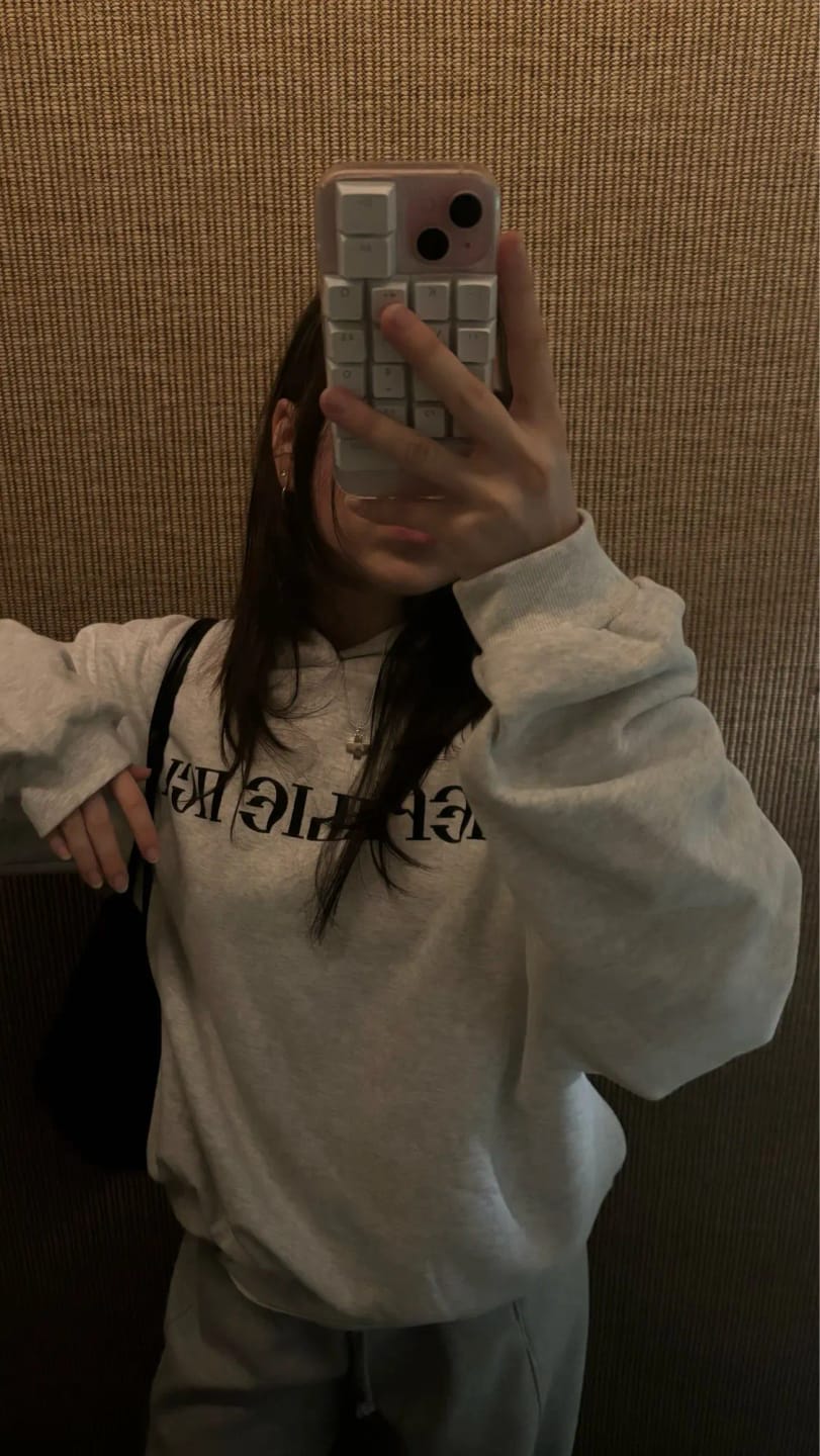 Customer photo review of Essentials Light Oatmeal Hoodie