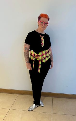 Customer photo review of Neon Checkered Boucle Fabric