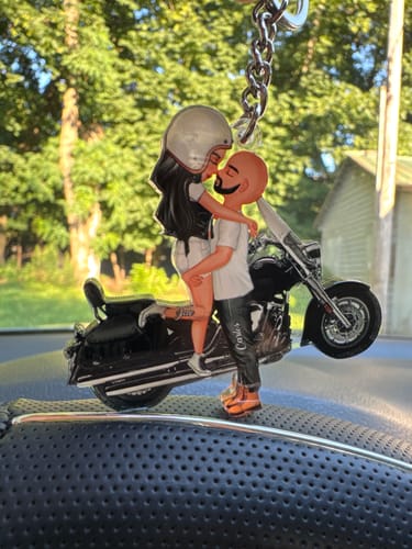 Customer photo review of Kissing Doll Motorcycle Couple - Personalized Keychain