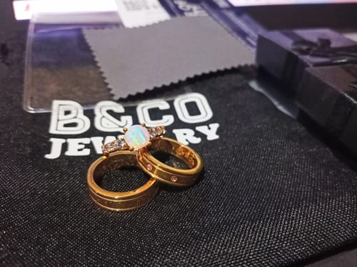 Customer photo review of Munich Two Tone Wedding Rings