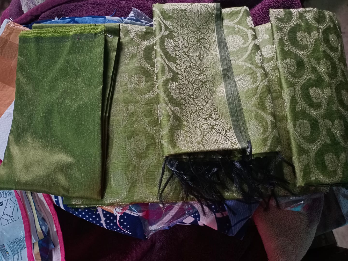 Customer photo review of Mehendi Kalgha Jaal Banarasi Silk Suit