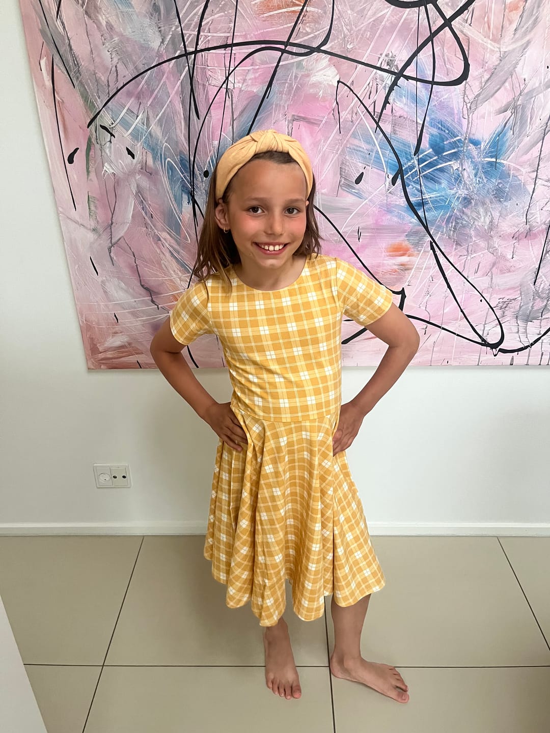 Customer photo review of Sweetheart Twirl Dress | Organic Cotton Jersey - Buckwheat Plaid